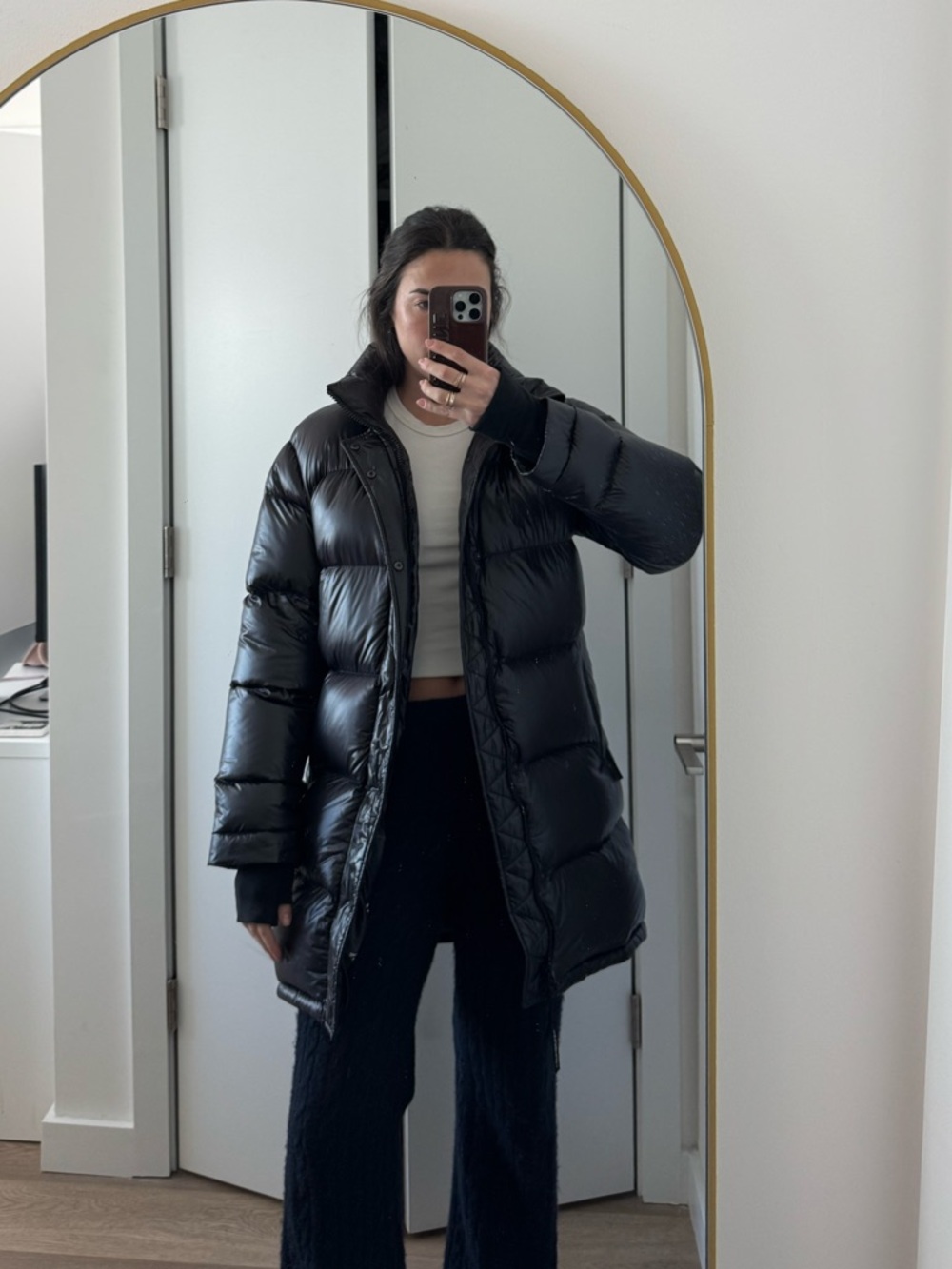 Aritzia Super Puff Black Glossy